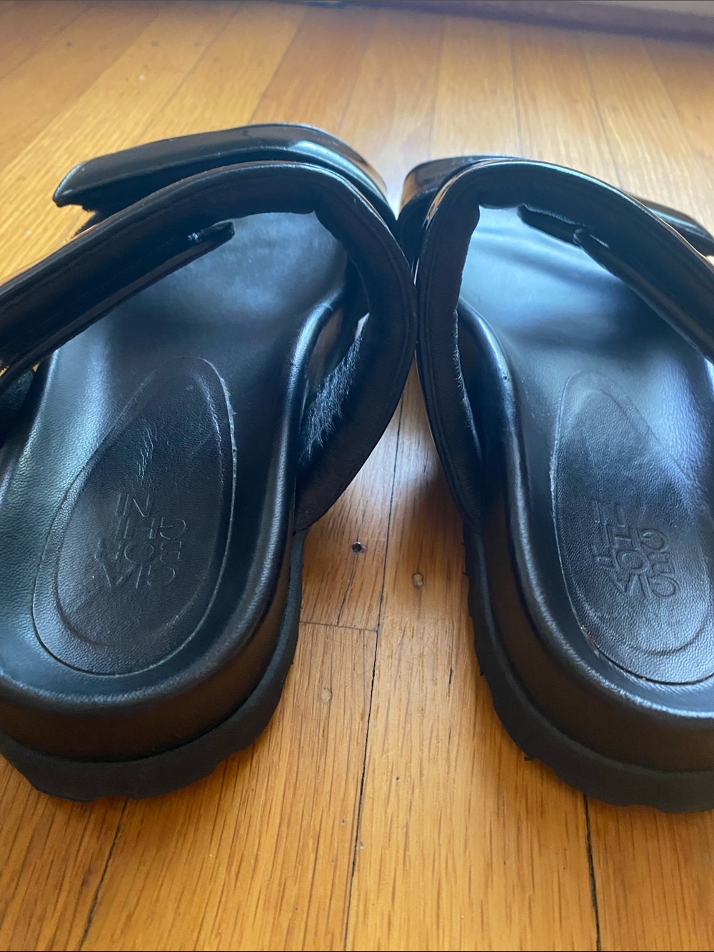 Gia Borghini Perni Black Patent Leather Lug Sole Slide Sandals Size 38 US 7 - Picture 11 of 13